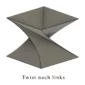 Twist Cube 2.0 Feuerschale mit einem Twist / einer Drehung nach links.